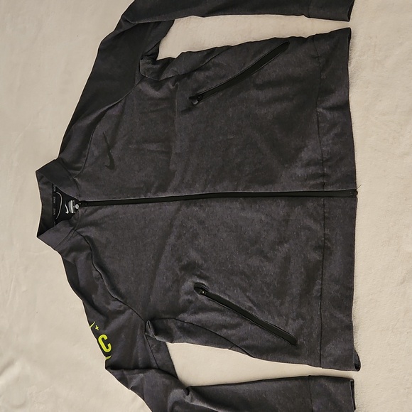 EUC Women's Nike Dark Gray Full-Zip Jacket with Yellow Sleeve Detail. Size M - Picture 1 of 7
